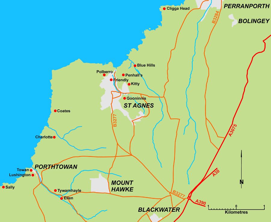 St Agnes Cornwall Map St Agnes Area - Northern Mine Research Society