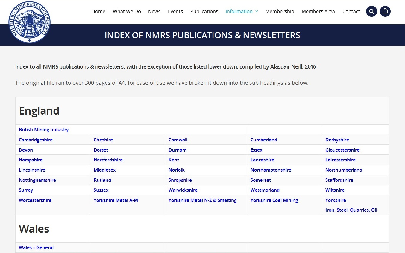 Index to NMRS publications & Newsletters