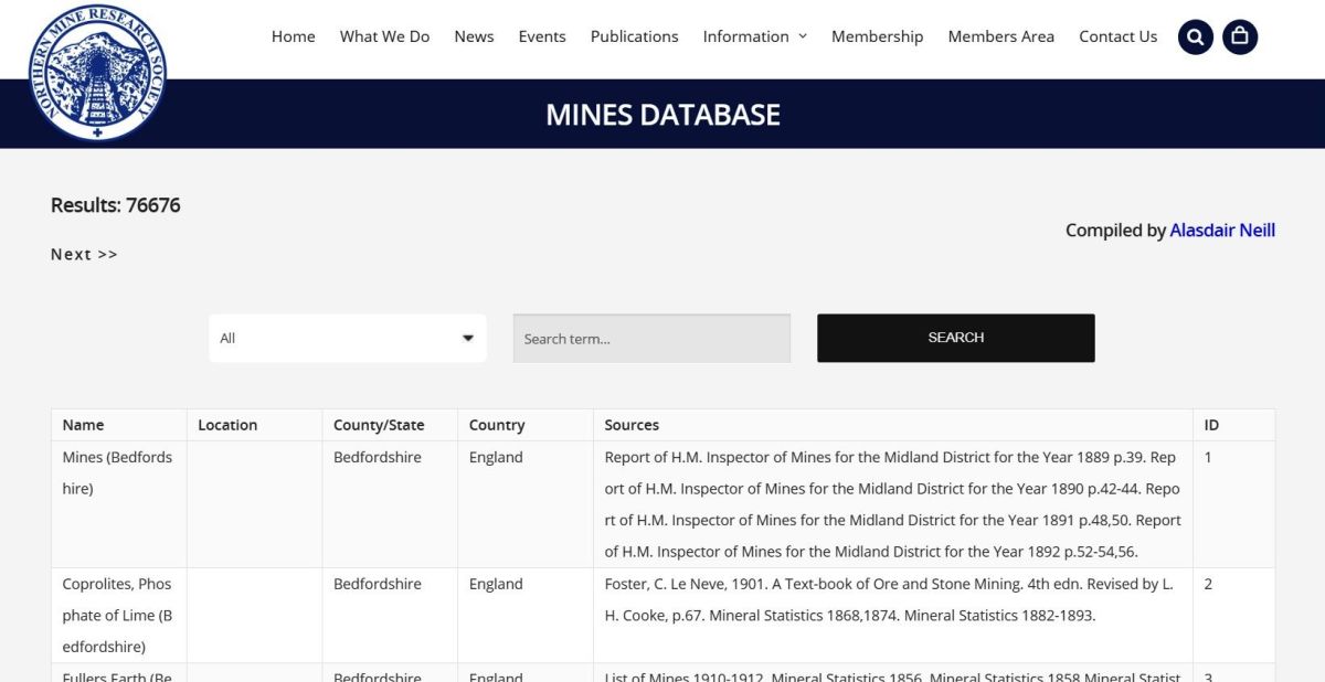Database search page