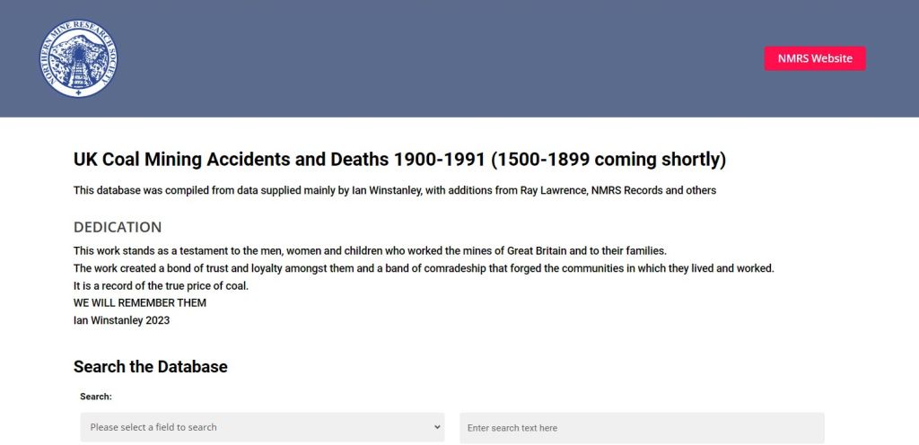 Database of Mining Deaths & Injuries